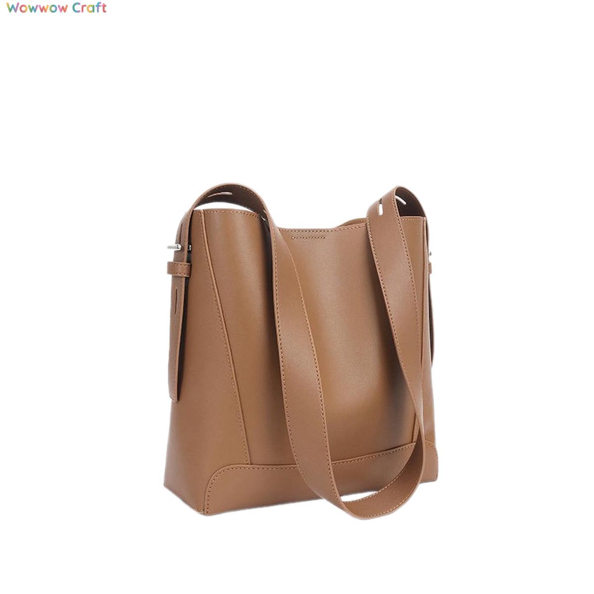 Shoulder Bags,Totes,Leather Bags,Simple Large Capacity Coffee Brown Black Leather Bag - Leather Tote Bag